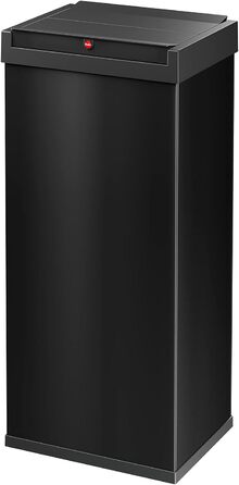 Відро для сміття Hailo Big-Box Swing XL, 52 л, чорне, з кришкою-маятником, нержавіюча сталь, кріплення для мішка, для кухні, Made in Germany