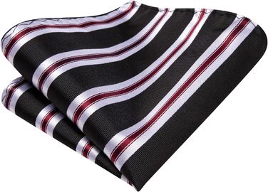 Набір краваток для чоловіків Hi-Tie: краватка, нагрудна хустинка, затискач, запонки, формальний шовк (чорний, білий, червоний, в смужку)