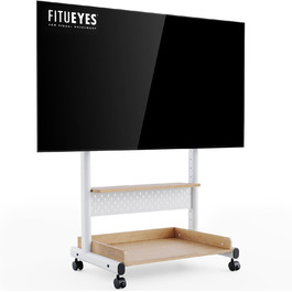 Підставка для телевізора FITUEYES на колесах, регульована по висоті, для телевізорів 40-85 дюймів, VESA 600x400 мм, білий
