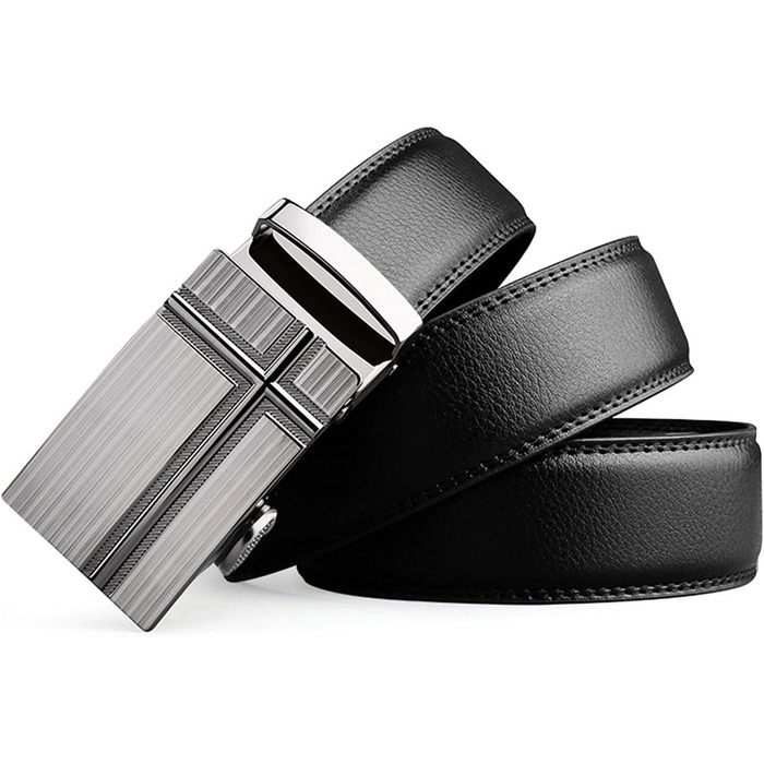Чоловічий шкіряний ремінь на пряжці-защіпці (растубачка) 35 мм, чорний