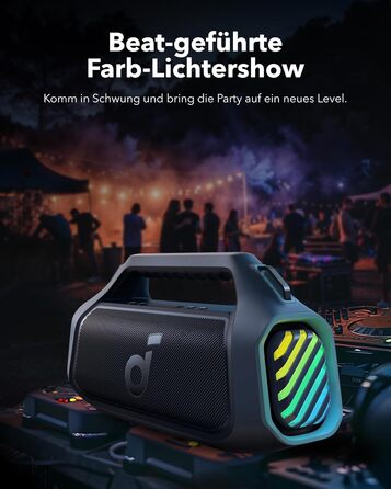 Soundcore Boom 2 Plus: Портативна Bluetooth колонка, 140W, IPX7, RGB, Power Bank, BT 5.3, для кемпінгу (блакитна)