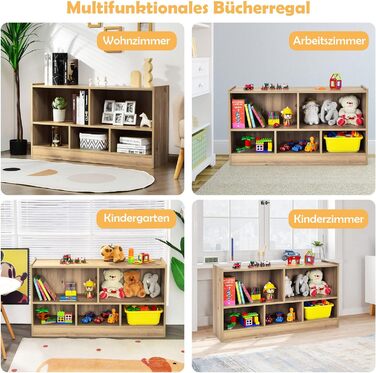DREAMADE Kids Bookshelf, Toy Storage Bookshelf for Children, Toy Shelf for Kids' Rooms, Playrooms and Kindergarten, 111 x 30 x 61.5 cm (Gray)