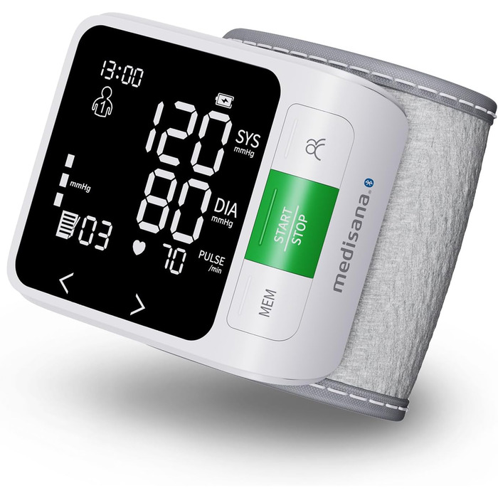 Тонометр на зап'ястя Medisana BW 360 connect з Bluetooth, пульсометром, світлодіодною шкалою та пам'яттю, з коробкою для зберігання