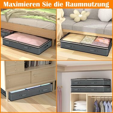 Коробка для зберігання під ліжко Flow Fire, 90L, 4 шт., з кришкою, складна, для постільної білизни та одягу