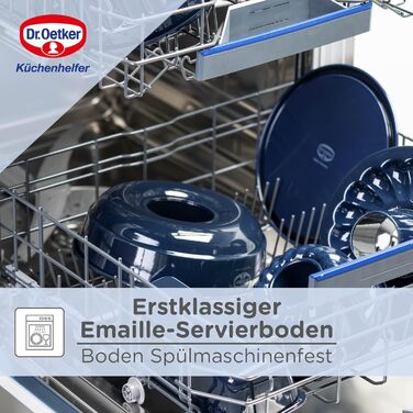 Форма для випікання Dr. Oetker Back-Liebe, кругла, емальована, 26 см, з антипригарним і стійким до подряпин дном, високий бортик, темно-синя, термостійкість до 230°C
