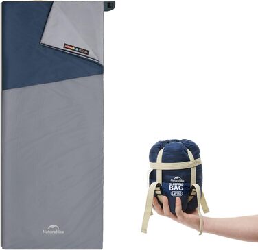 Спальний мішок Naturehike Ultraleicht: ультралегкий, 680/760g, для 3 сезонів, 190x75/205x85 см, для походів, рюкзаків, кемпінгу, комфортна температура 15°C, колір зелений XL (темно-синій/світло-синій)