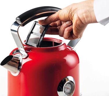 Електричний чайник Ariete Moderna 2854, 1.7 л, червоний, з термометром та індикатором рівня води