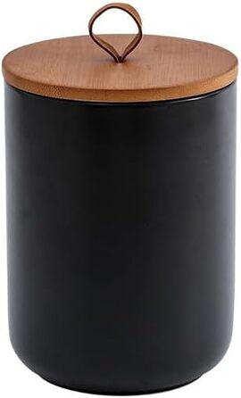 Контейнер для кави, цукру та чаю з керамічного скла з кришкою (260 мл, чорний)