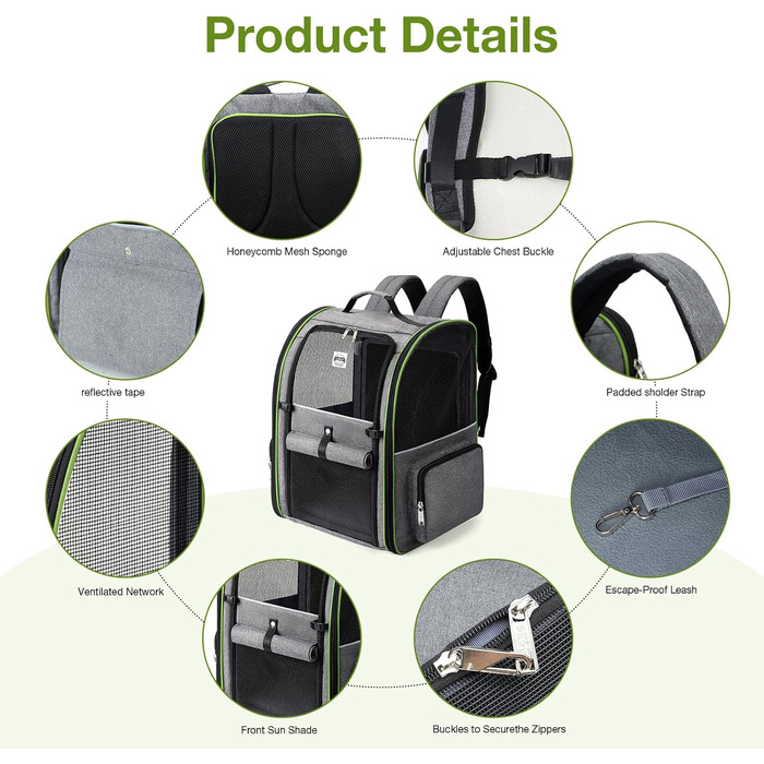 Рюкзак-переноска для котів Hunderucksack 2-в-1, до 8 кг, сірий, розширюваний