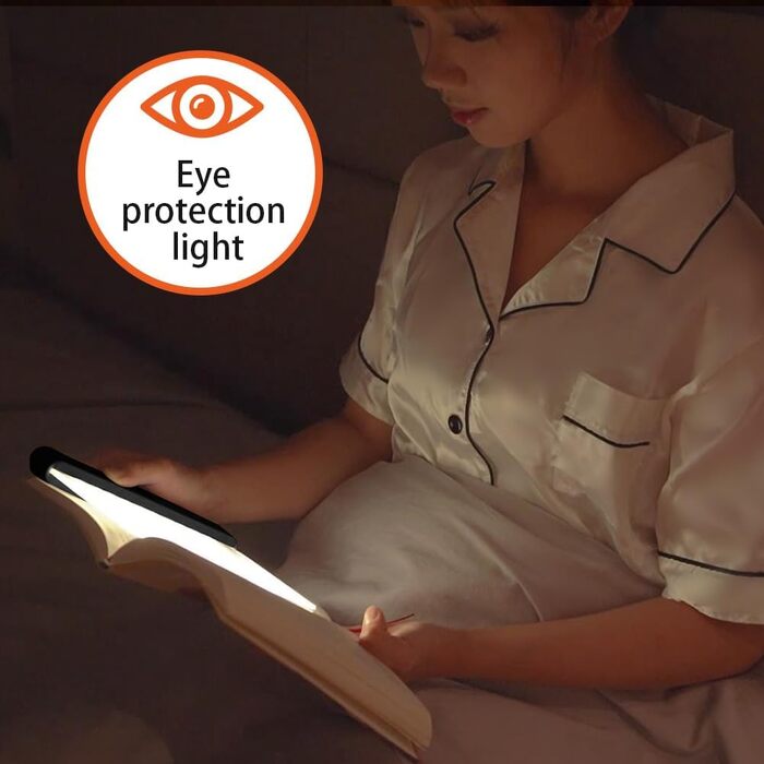 Світлодіодна плоска лампа для читання книг HOTUT Lightwedge, портативне LED-світло для книг з захистом очей, чорна