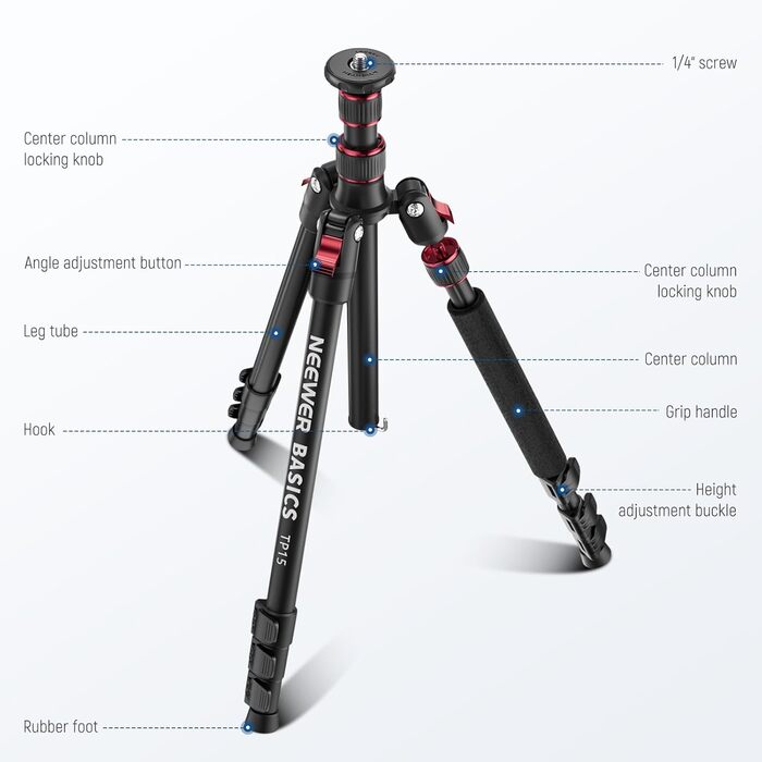 Штатив для камери NEEWER Basics TP15: монопод, 71' алюміній, для DSLR, iPhone, відеозйомка
