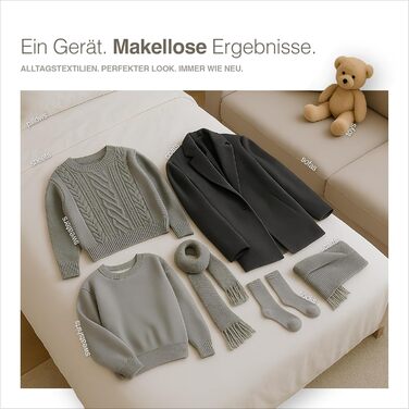 Портентум Фусселрасйер: Електричний видалення ворсу з LED-підсвіткою, 3 режими, 9000 об/хв, 6-клинковий насадка, USB-C, 15W для одягу та дому