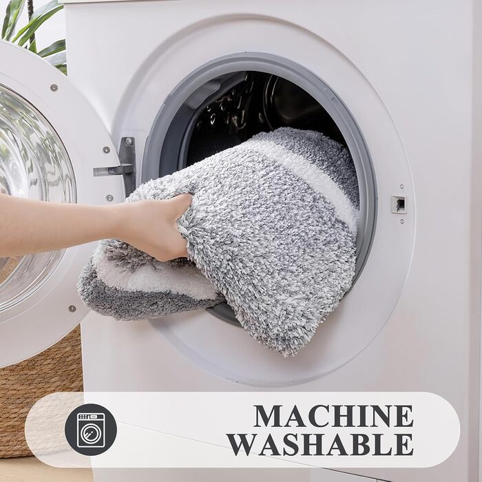 Килимок для ванної кімнати SHACOS: неслизький, м'який, водопоглинаючий, машинного прання, 45x65+50x60 см (Світло-сірий)