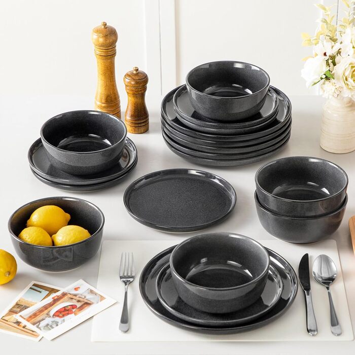 Набір посуду Steingut vancasso ANYA, 18 предметів, сірий (6 персон)