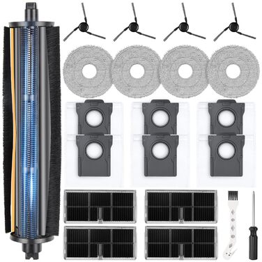 Комплект аксесуарів TriCut для роботів-пилососів Dreame L10s Ultra Gen 3 / L50 Ultra / X40 Ultra / L40 Ultra / X40 Master / Mova P50 Pro Ultra: 6 пилозбірників, 4 бічні щітки, 4 серветки для вологого прибирання, 4 фільтри, 1 основна щітка