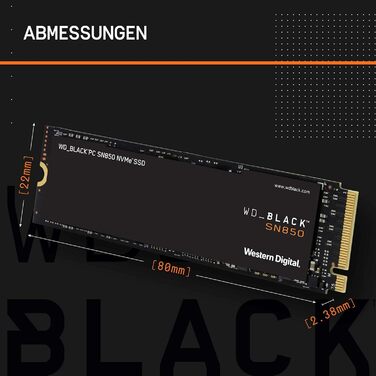SSD накопичувач WD Black SN850 1TB NVMe PCIe Gen4 для ігор, 7000 МБ/с, M.2 2280, сумісний з PlayStation 5