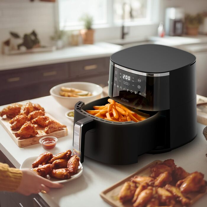 Фритюрниця повітряна CIARRA з цифровим дисплеєм, 5 л, без олії, антипригарне покриття, 8 режимів приготування