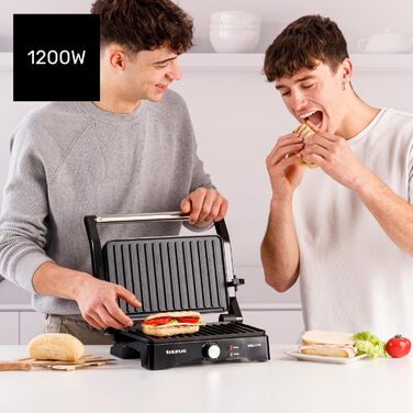 Taurus Electric Contact Grill GR1500X | 1500W | Non-Stick Plates | Adjustable Thermostat | Square Grill Plates