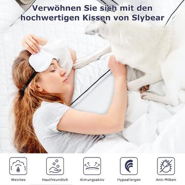 Slybear Pillowcase 40x80 cm 2-Pack, Orthopedic Side Sleeper Pillow with Premium Filling, Breathable Neck Pillow, Sleeping, Sitting, Bed, Sofa Pillow for Allergy Sufferers - Soft and Supportive, Washable
