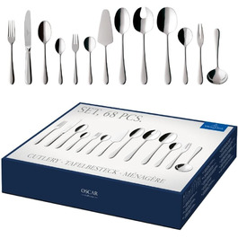Villeroy & Boch – Oscar Tableware Set, 68 Pieces, 12 People, Dishwasher-Safe, Rustproof, Stainless Steel Cutlery, Dinner Cutlery, Cutlery Set, Knives, Forks, Spoons, Kitchen Cutlery Set, Stainless Steel