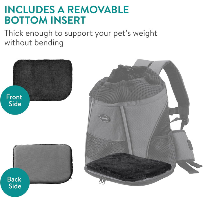 Рюкзак для собак та котів Navaris до 7 кг - сірий (37 x 33 x 24 см)