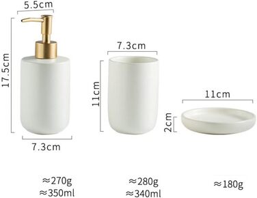 Набір аксесуарів для ванної кімнати з кераміки, 3 шт. (Жовтий) - мильниця, дозатор мила, стакан для зубних щіток