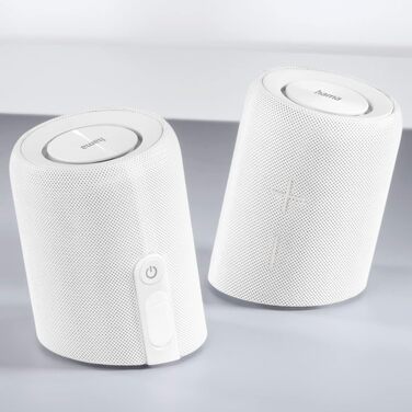 Hama Twin 3.0: Набір 2 Bluetooth-колонок, водонепроникні 30W, білі. TWS, IP67, до 10 год роботи