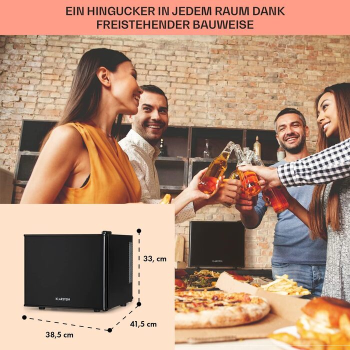 Міні-холодильник Klarstein для напоїв та догляду за шкірою, 17 л, чорний, 0-15°C, 3 режими охолодження, для дому, офісу, кемпінгу