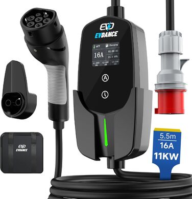 Кабель для зарядки електромобіля Type 2 Schuko, 3.68 кВт, 6.1 м, 6-16A (Чорний)