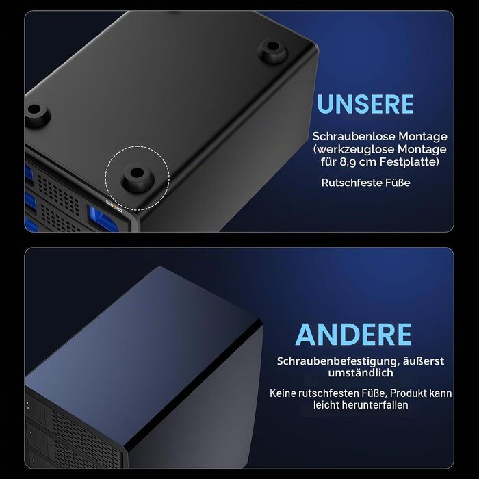 Зовнішній корпус для HDD/SSD CENMATE 803TC Dual Bay, 10Gbps, USB 3.2 (A/C), алюмінієвий з охолодженням для 2.5/3.5 SATA дисків, Hot Swap