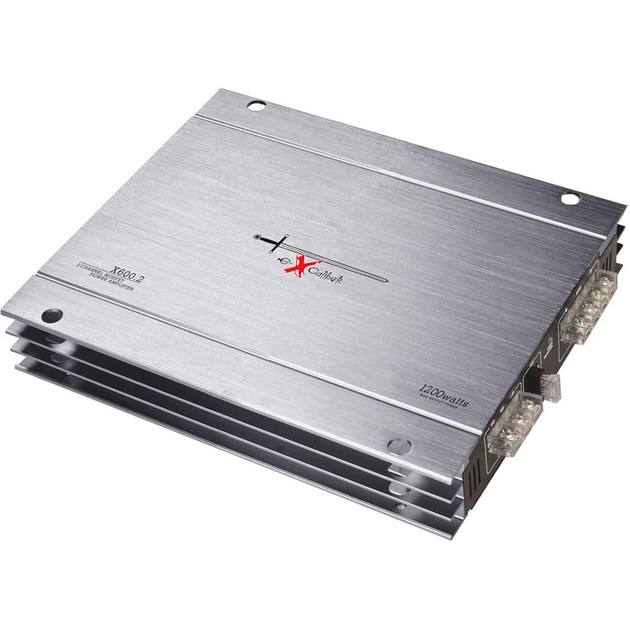 Excalibur X600.2 – автомобільний підсилювач 2-канальний, 2×600 Вт MOSFET, Hi-Fi, автопідсилювач з бас-бустом, 1200 Вт максимум, 2 Ом, змінна частотна фільтрація