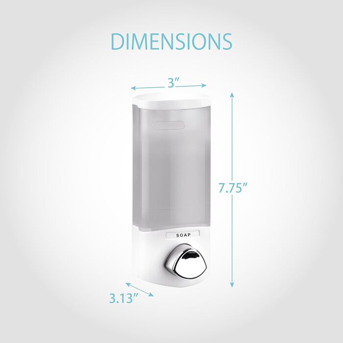 Дозатор для мила, гелю для душу та шампуню Better Living, хром, ABS-пластик, білий, однокамерний