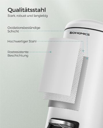 Сміттєвий кошик для ванної кімнати SONGMICS ISLAND LTB10WT, 10 л, з кришкою та системою Soft-Close, сталевий, білий