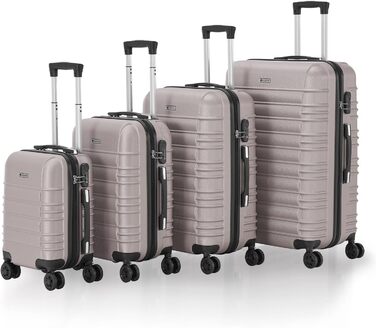 Набір валіз Juskys Hartschale 4 шт. з кодовим замком, тихі колеса 360°, телескопічна ручка, легкі - валізи в кольорі шампань