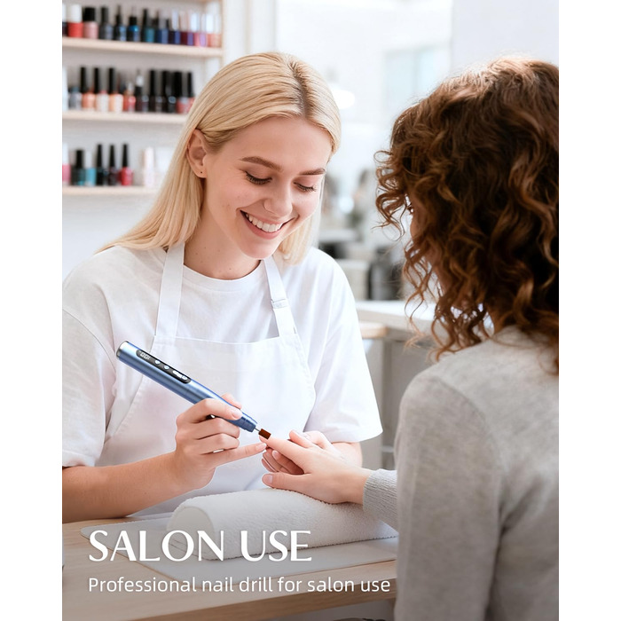 Електрична фрезерна машинка JOREST 13-в-1 бездротова, 35 000 об/хв, 6 режимів - набір для манікюру та педикюру для гелю та акрилу, для початківців, Aqua Blue