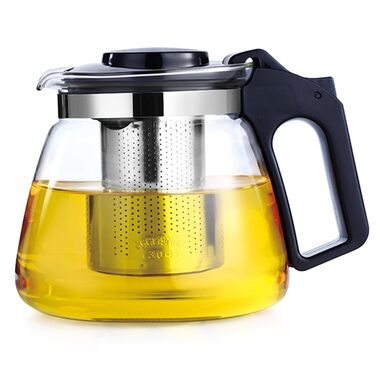 Чайник Lovegrace зі скла з ситечком – термостійкий, придатний для миття в посудомийній машині, фільтр з нержавіючої сталі, чайник зі ситом, скляний чайник, чайник для листового чаю та кави, прозорий (1100 мл)