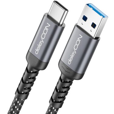 Кабель USB-A на USB-C deleyCON 1.5м, USB 3.0 (5Gbps), для смартфонів, планшетів, ноутбуків, камер, HDD, SSD