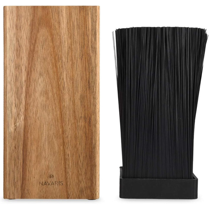Navaris Acacia Wood Knife Block with Brush Insert - Unloaded Knife Block made of Wood - Universal for Kitchen Knives, Chef's Knives, and Kitchen Utensils