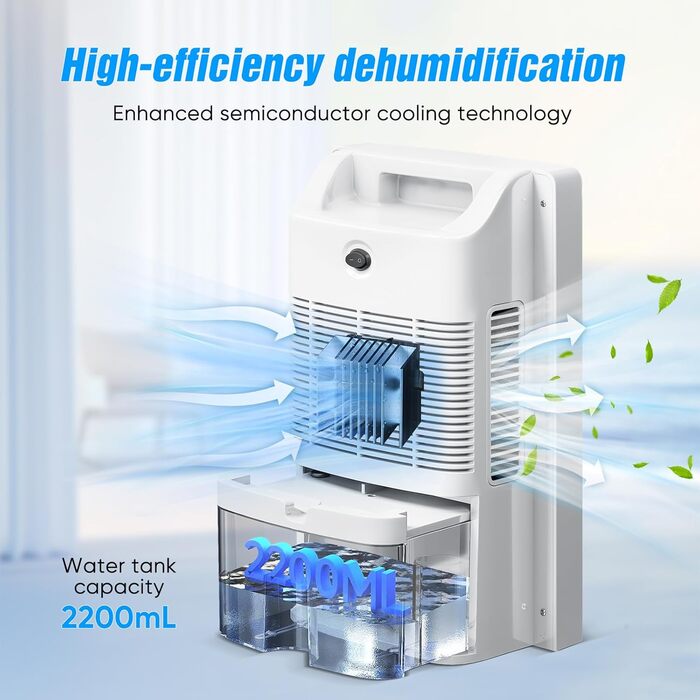 Електричний осушувач повітря 2-в-1 з очищувачем, тихий для дому, LED-дисплей, інтелектуальне керування вологістю, таймер 24 год, пульт ДУ