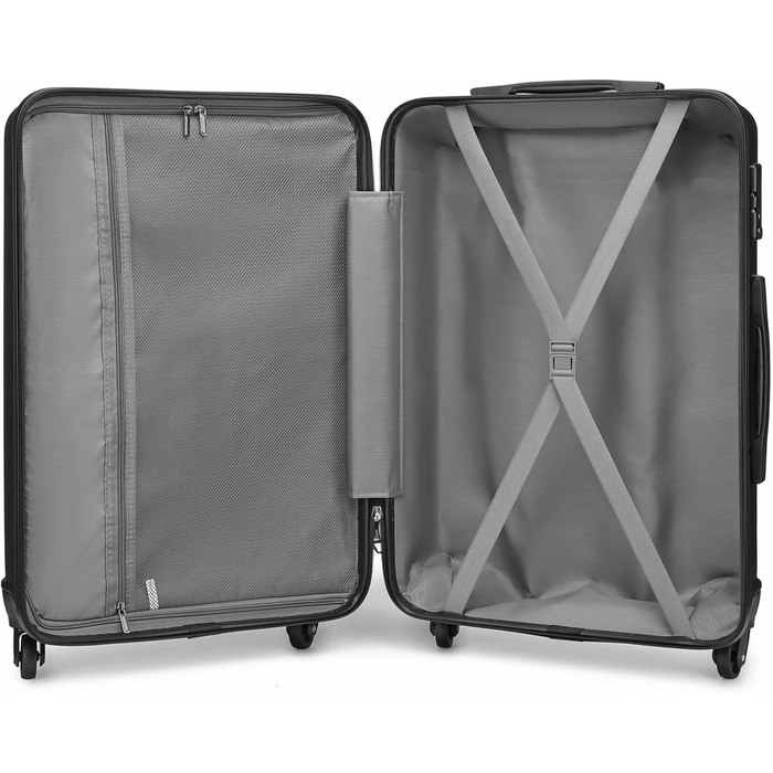 Чохол-валіза KONO, 75 см, сірий: велика валіза на 90 літрів з TSA замком та 4 колесами