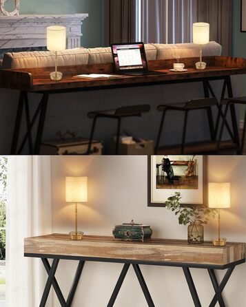 Нічна лампа OCEST на акумуляторі, сенсорне керування, регулювання яскравості, декоративне освітлення для дому, кухні, тераси, обіднього столу. Тканинний абажур кольору античне латунь, висота 41,5 см