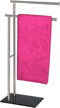 Підставка для рушників WENKO Lima, підлого типу, з полицями, з нержавіючої сталі, 41 x 79 x 20 см, срібно-чорний матовий