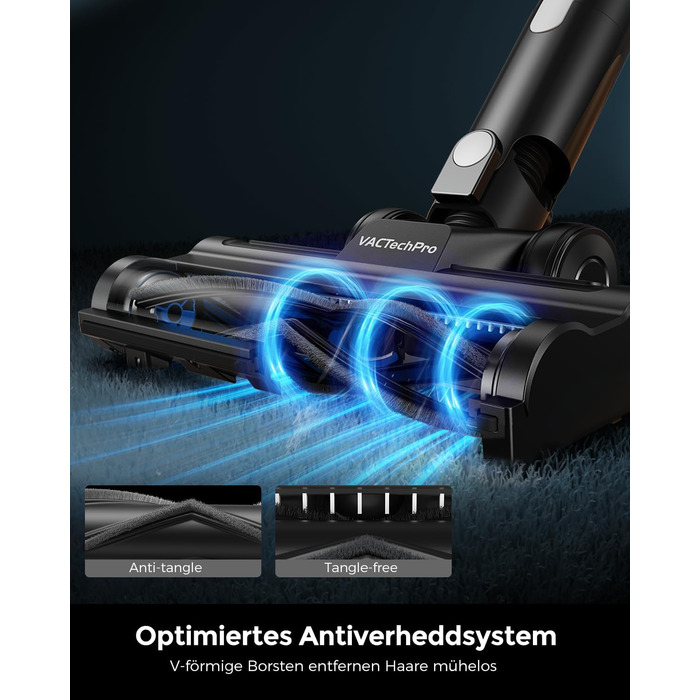 Акумуляторний бездротовий пилосос VACTechPro F02 Lite, 550W, 50KPa, чорно-білий