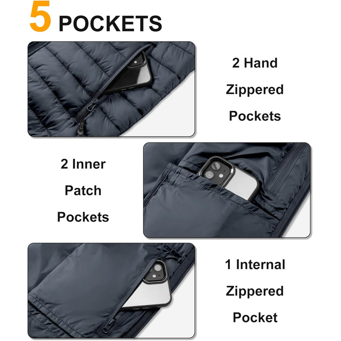 Чоловіча степна жилетка 33,000ft для активного відпочинку: гіркі походи, походи, їзда на конях. 5 кишень, утеплена, з накладкою на шию (4XL, Темно-сірий)