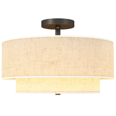 HOMCOM Pendant Light with Double Linen-Look Shades, Cream White