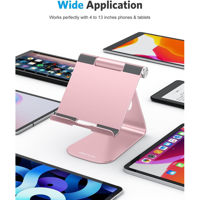 Регульована підставка для планшета OMOTON з алюмінію, тримач для iPad Pro 10.5, 11, 12.9, iPad Air, Mini 2 3 4 та планшетів до 12.9 дюймів, Rose Gold