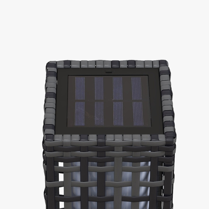 Outsunny Solar Lantern Rattan Solar Lamp Waterproof Path Light with Light Sensor Automatic LED Garden Lamp Outdoor Light for Balcony Steel Grey