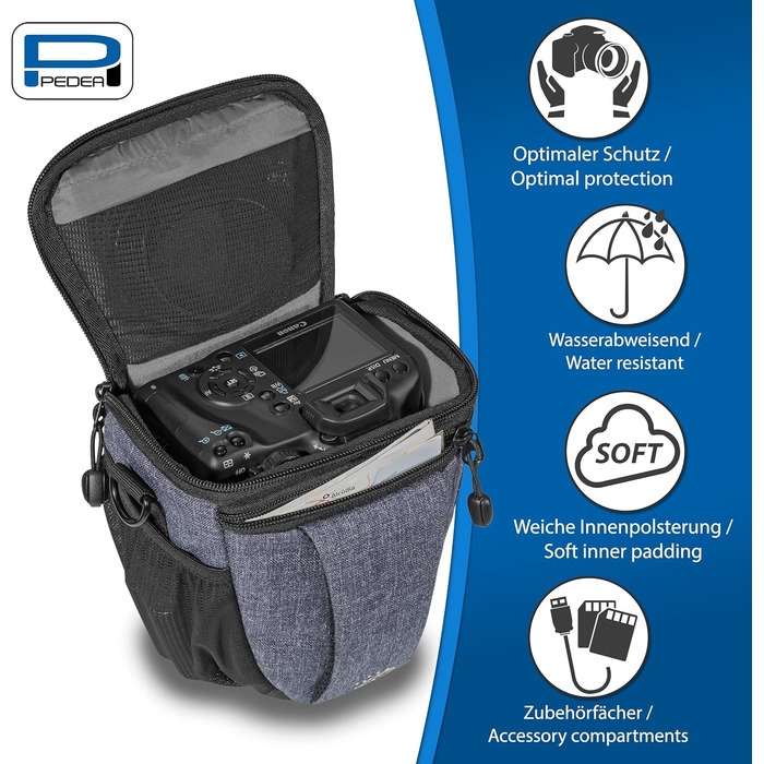 Сумка для камери Pedea: стильна модель для DSLR/SLR/System Camera з дощовиком, сіра