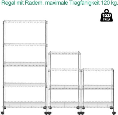 Nilpferd® Metal Wire Shelving Unit - 5 Shelves (89x39x179cm)