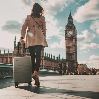 Валіза ETERNITIVE з полікарбонату та ABS: легка, з колесами 360°, TSA-замок, ручна валіза (оливковий, набір 2 шт. S+M)